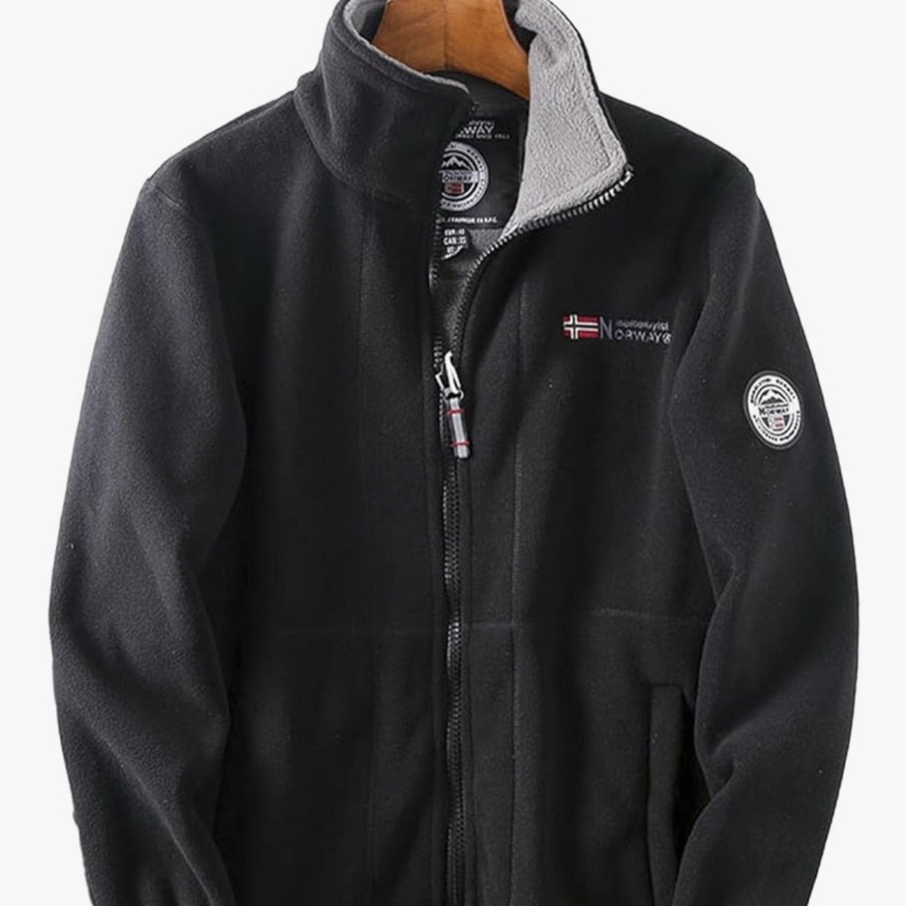 Black Performance Jacket with High Collar and Silver Zipper
